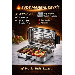 Standart Boy Elektrikli Izgara Mangal Barbekü 31*21 Cm - 950 W Tnrz1700