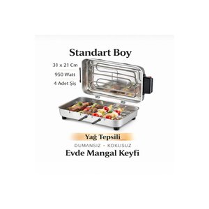 Standart Boy Elektrikli Izgara Mangal Barbekü 31*21 Cm - 950 W Tnrz1700