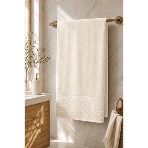 Banyo Havlusu %100 Pamuk 90x150 Cm Linea Collection 650 Gr Krem
