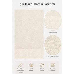Banyo Havlusu %100 Pamuk 90x150 Cm Linea Collection 650 Gr Krem