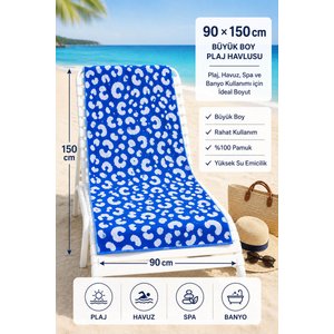 Büyük Boy Banyo Plaj Havlusu 90x150 Cm Riviera 700 Gr Mavi