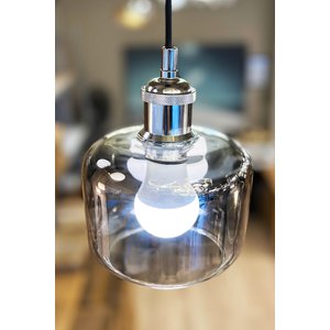 Minimal  Vivid Black & Silver Tekli One Sarkıt Cam Avize