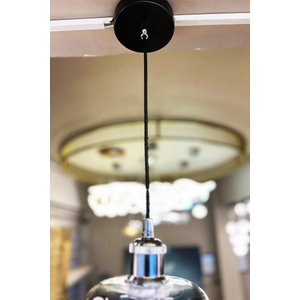 Minimal  Vivid Black & Silver Tekli One Sarkıt Cam Avize