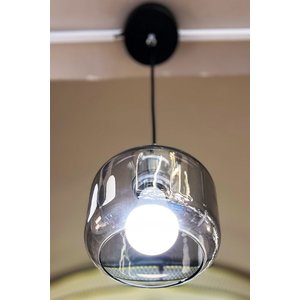 Minimal  Vivid Black & Silver Tekli One Sarkıt Cam Avize