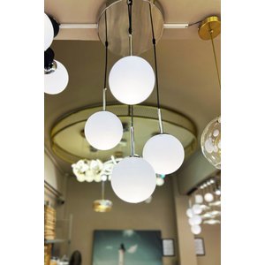 The Line Silver Chrome 4'lü Beyaz Cam Avize