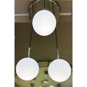 The Line Silver Chrome 3'lü Beyaz Cam Avize