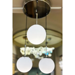 The Line Silver Chrome 3'lü Beyaz Cam Avize