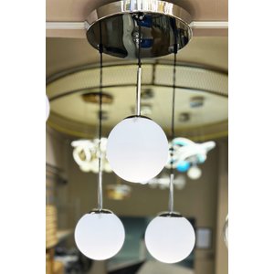The Line Silver Chrome 3'lü Beyaz Cam Avize