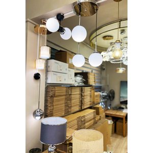The Line Silver Chrome 3'lü Beyaz Cam Avize