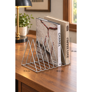 Parlak Silver Masa Üstü Kitap Düzenleyici Ofis Salon Organizer