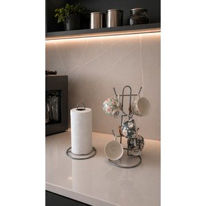Edora Home 2'li Set Mat Gümüş 6 Bölmeli Dik Bardak Askılık, Dik Kağıt Havluluk Mutfak Seti