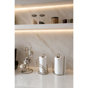 Edora Home 3'lü Set Parlak Altın 6 Bölmeli Dik Bardak Askılık, Kuğu Peçetelik, Dik Kağıt Havluluk Ayraçlı Mutfak Seti