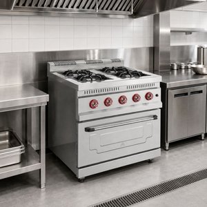 Silverinox Tüplü 4 Ocak 1 Fırın Kapasiteli Kuzine 100x100 Cm