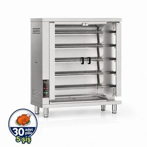 Tüplü Radyanlı Piliç Çevirme 5 Şiş 30 Piliç