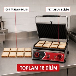 Silverinox Elektrikli 16 Dilim Döküm Tost Makinesi