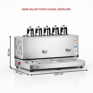 Doğalgazlı İnox Pro Plus Hibrit Smart 5 Demlikli 50 Litre Çay Makinesi