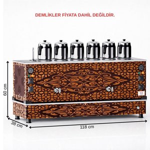 Tüplü Bakır Pro Compact Hibrit 6 Demlikli 60 Litre Çay Makinesi