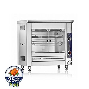 Doğalgazlı Set Üstü Tamburlu Piliç Çevirme 5 Şiş 25 Piliç