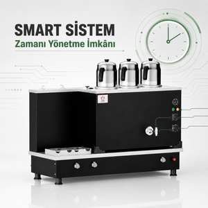 Tüplü Statik Turbo Hibrit Smart 3 Demlik 30 Litre Çay Makinesi
