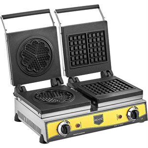 Çiftli Kare + Çiçek Model (21 Çap) Waffle Makinası Elektrikli