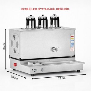Doğalgazlı İnox Pro Plus Hibrit Smart 3 Demlikli 30 Litre Çay Makinesi