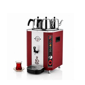 Silverinox Jumbo Şamandıralı 36 Litre 3 Demlikli Çay Makinesi - Kırmızı