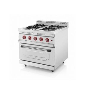 Silverinox Tüplü 4 Ocak 1 Fırın Kapasiteli Kuzine 80x80 Cm