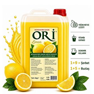 Ori̇ Limon Aromalı Şerbet Ve Buzlaş Konsantre Şurubu 6 Kg