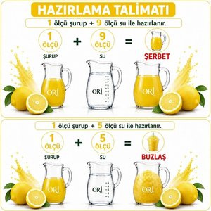 Ori̇ Limon Aromalı Şerbet Ve Buzlaş Konsantre Şurubu 6 Kg