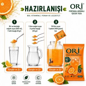 Ori̇ Portakal Aromalı Soğuk Şerbetlik İçecek Tozu 450 Gr