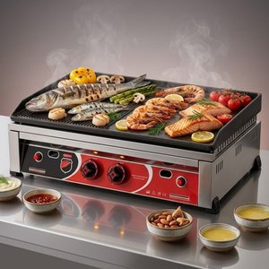 Silverinox Tüplü Set Üstü Döküm Yarı Oluklu Izgara 70 Cm