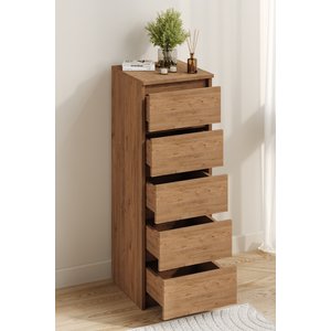 Ae-3036 Defne Atlantik Çam 5 Çekmeceli Dar Şifonyer Yatak Odası Çekmeceli Dolap Çok Amaçlı Düzenleyici 40×42×115 Cm