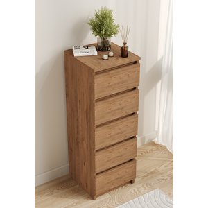 Ae-3036 Defne Atlantik Çam 5 Çekmeceli Dar Şifonyer Yatak Odası Çekmeceli Dolap Çok Amaçlı Düzenleyici 40×42×115 Cm