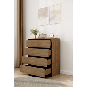 Ae-1044 Dora Atlantik Çam 4 Çekmeceli Şifonyer Yatak Odası Çekmeceli Dolap Komodin Düzenleyici 80,1×42,3×94 Cm