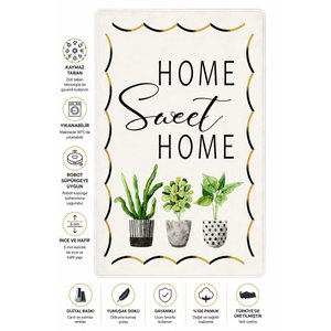 Sweet Home Beyaz Dijital Baskı Kaymaz Taban Yıkanabilir Mutfak Halısı Ve Yolluk 80x250 cm