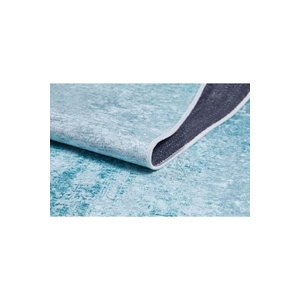 Makinede Yıkanabilir Kaymaz Taban Turkuaz Yolluk Koridor Halısı Hol Antre Halısı 100x200 cm