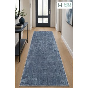 Makinede Yıkanabilir Kaymaz Taban Mavi Yolluk Koridor Halısı Hol Antre Halısı 120x300 cm