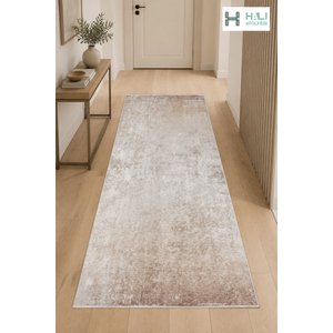 Makinede Yıkanabilir Kaymaz Taban Bej Yolluk Koridor Halısı Hol Antre Halısı 100x200 cm