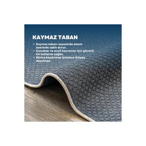 Makinede Yıkanabilir Kaymaz Taban Bej Yolluk Koridor Halısı Hol Antre Halısı 80x250 cm