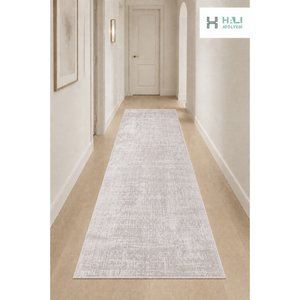 Makinede Yıkanabilir Kaymaz Taban Bej Yolluk Koridor Halısı Hol Antre Halısı 80x250 cm