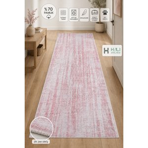 Makinede Yıkanabilir Kaymaz Taban Pembe Yolluk Koridor Halısı Hol Antre Halısı 120x300 cm