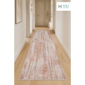 Makinede Yıkanabilir Kaymaz Taban Turuncu Yolluk Koridor Halısı Hol Antre Halısı 80x250 cm