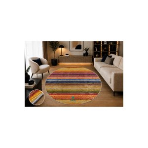 Modern Turuncu Yuvarlak Halı Kaymaz Taban Yıkanabilir 150x150 cm