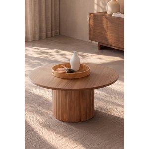 Edys Home Mona Yuvarlak 70 Cm Çapında Ceviz Renk Ahşap Orta Sehpa