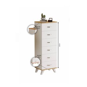Ae-3038 Belinda 6 Çekmeceli Beyaz Çam Şifonyer Komodin 132*45*36 Cm Atlantik Çam