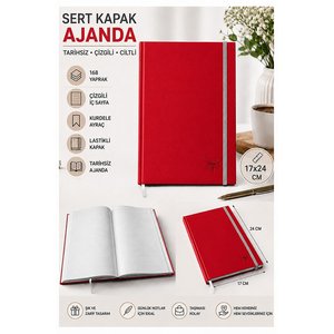Kaliteli Tarihsiz Ajanda Not Defteri 17x24cm 1 Adet Lizz Ofs Lastili Kapak 190 Sert Kapak Ciltli 168 Yaprak Çizgili