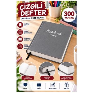 Ciltli Çizgili Defter 300 Yaprak 20x28cm 1 Adet Çok Yapraklı Sert Kapaklı Not Hesap Defteri Okul Ofis Büro