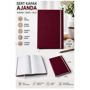 Kaliteli Tarihsiz Ajanda Not Defteri 17x24cm 1 Adet Lizz Ofs Lastili Kapak 190 Sert Kapak Ciltli 168 Yaprak Çizgili