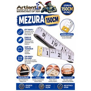 Mezura 150 Cm 1 Adet Renkli Meziro Terzi Baş Vüvut Ölçüm Metresi Beden Ölçmek Mezro Çift Yönlü