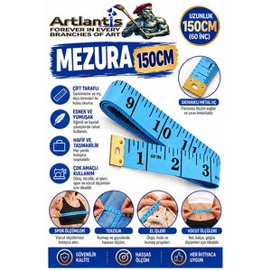 Mezura 150 Cm 1 Adet Renkli Meziro Terzi Baş Vüvut Ölçüm Metresi Beden Ölçmek Mezro Çift Yönlü
